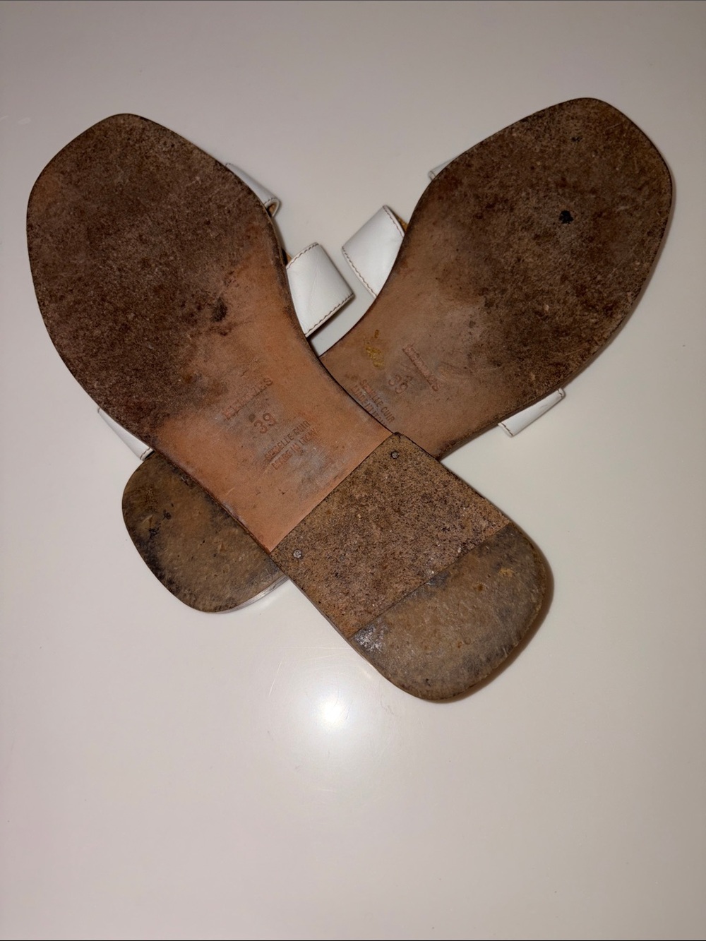 Hermes White Leather Slide Sandals - Women's - Picture 5 of 5